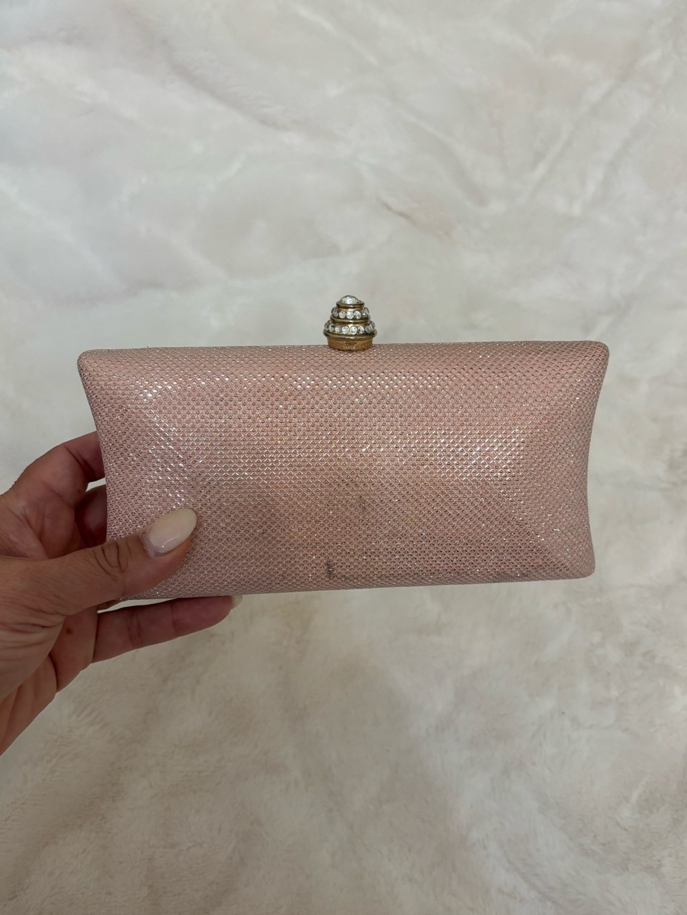 Elegant Pink Evening Clutch with Rhinestone Clasp